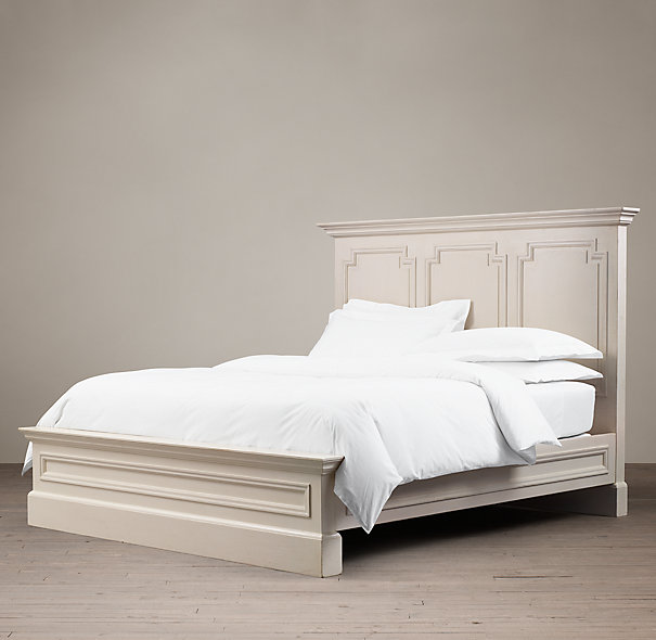 Creamy paneled bed